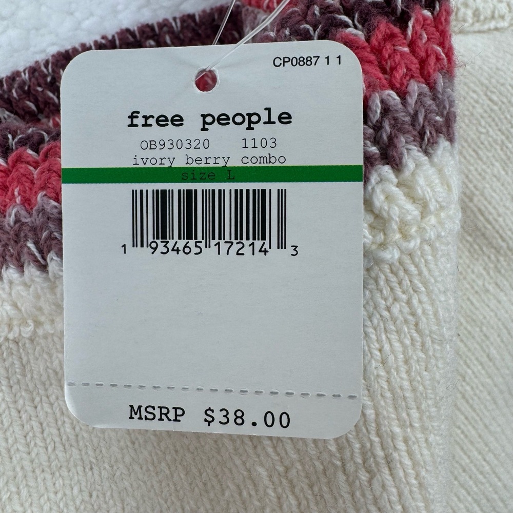 Free People Ivory Berry Combo In the Sun Brami Crop Top Crochet Knit Large NWT - Picture 8 of 11
